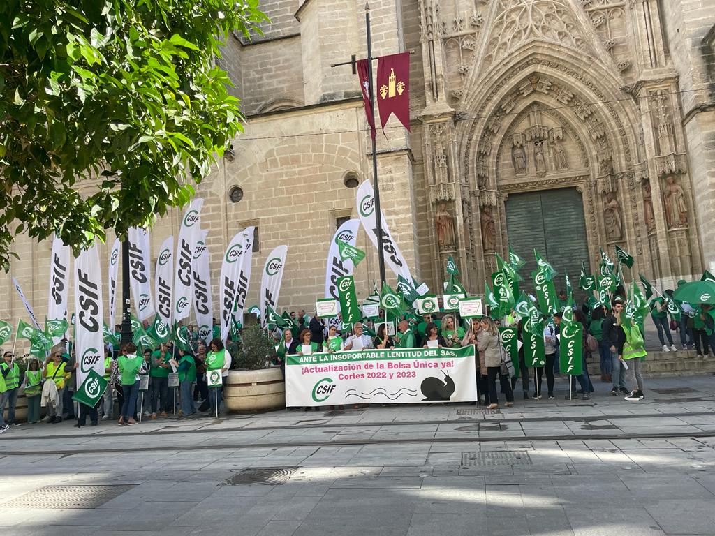 Protesta de CSIF para reclamar la actualización de las bolsas del SAS.