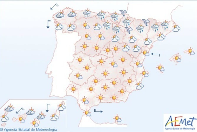 Mapa del tiempo elaborado para el viernes 25 de julio.