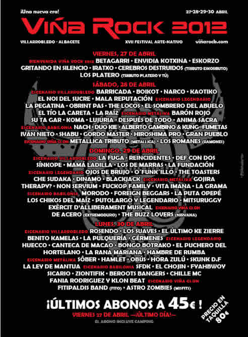 Cartel del Viñarock 2012