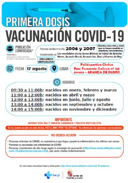 Convocatoria primeras dosis