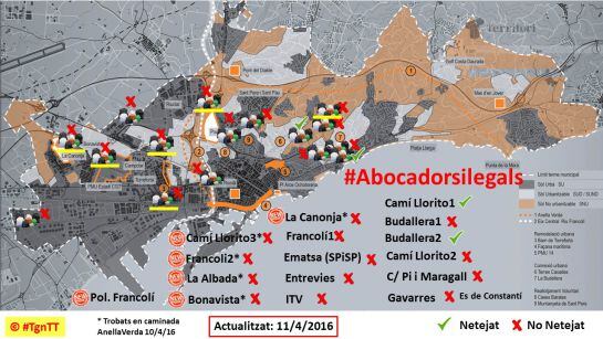 Mapa s'abocadors elaborat per #TgnTT