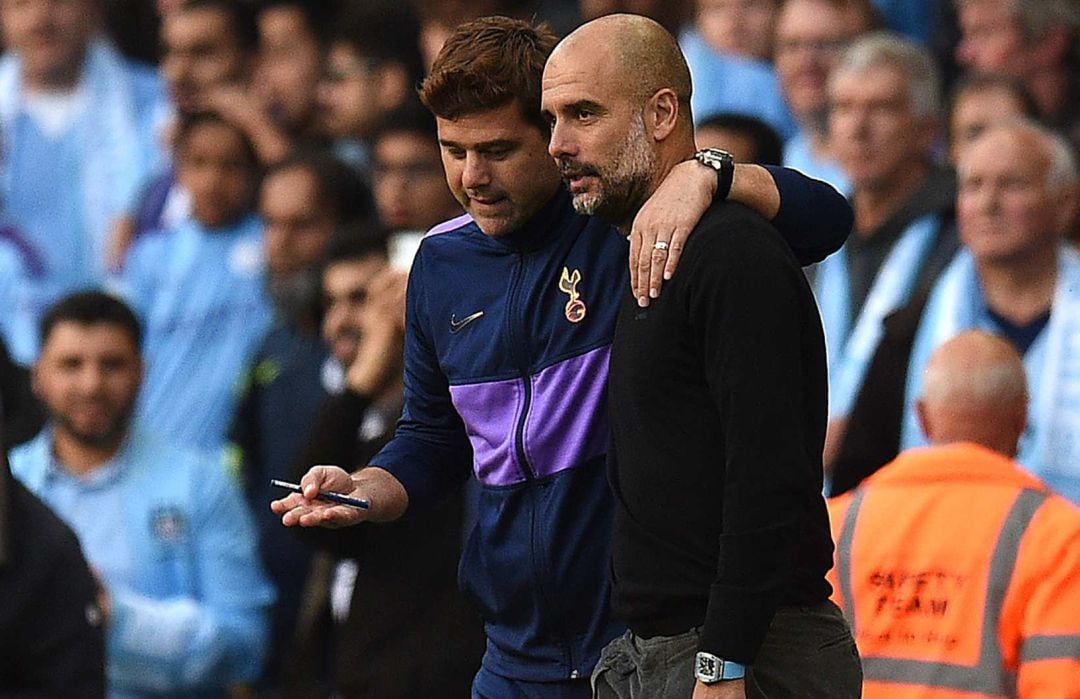 Pochetino y Guardiola, en un partido entre el Tottenham y el City.