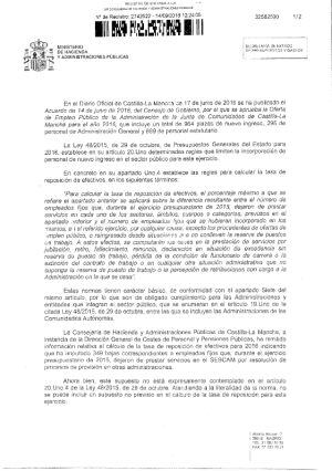 Página 1 del burofax de Hacienda a la Junta de Castilla-La Mancha