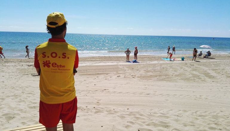 Imagen de un socorrista en una playa de Elche