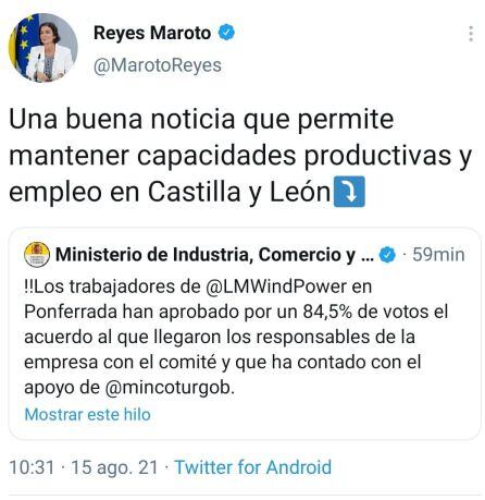 twitter de la ministra