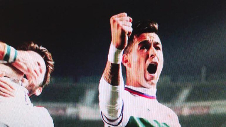 Sergio León celebra uno de sus 13 goles con el Elche C.F.