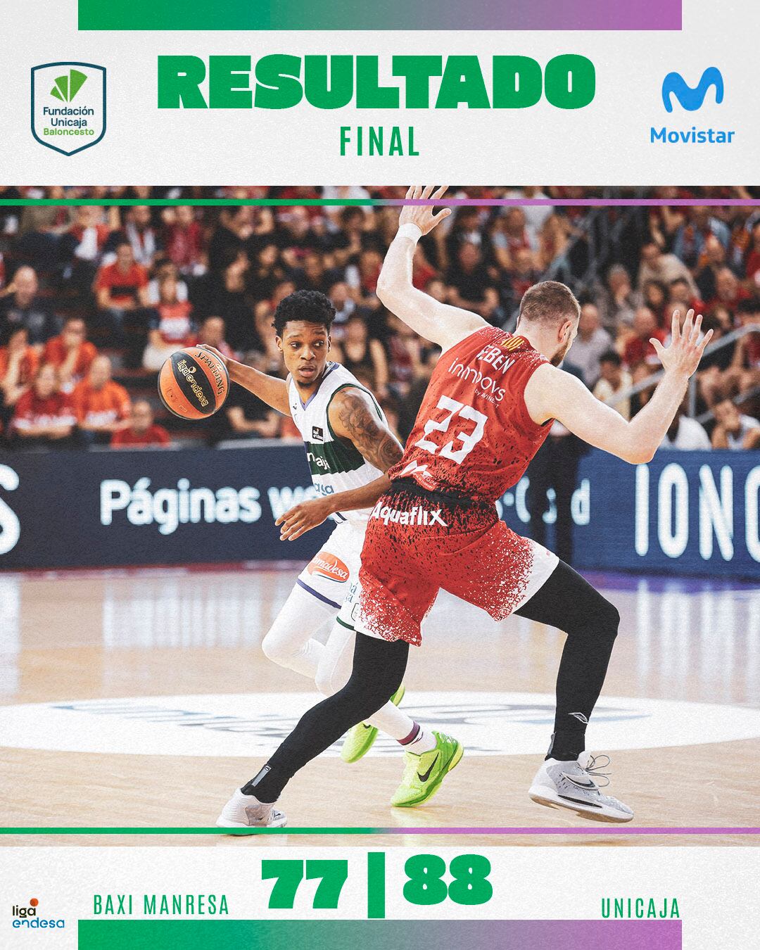 El Unicaja venció en una cancha muy difícil el Nou Gongost ante un buen BAXI Manresa