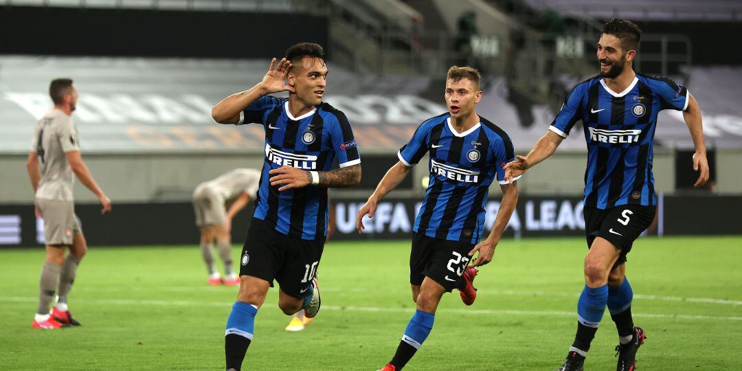 Lautaro Martínez celebra uno de los goles ante el Shakhtar