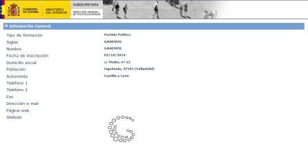 La ficha del partido Ganemos en el Ministerio del Interior.