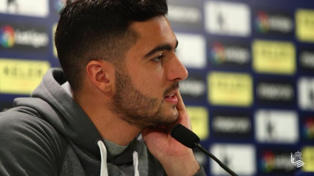 Mikel Merino en rueda de prensa antes de visitar al Getafe.