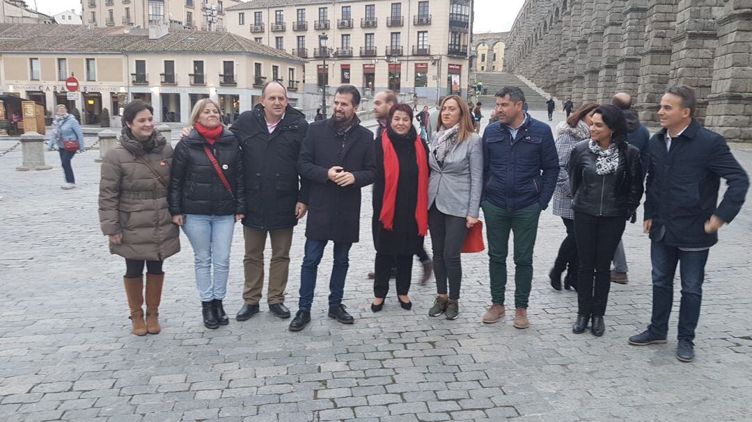 El líder del PSOE de Castilla y León Luis Tudanca en su visita a Segovia