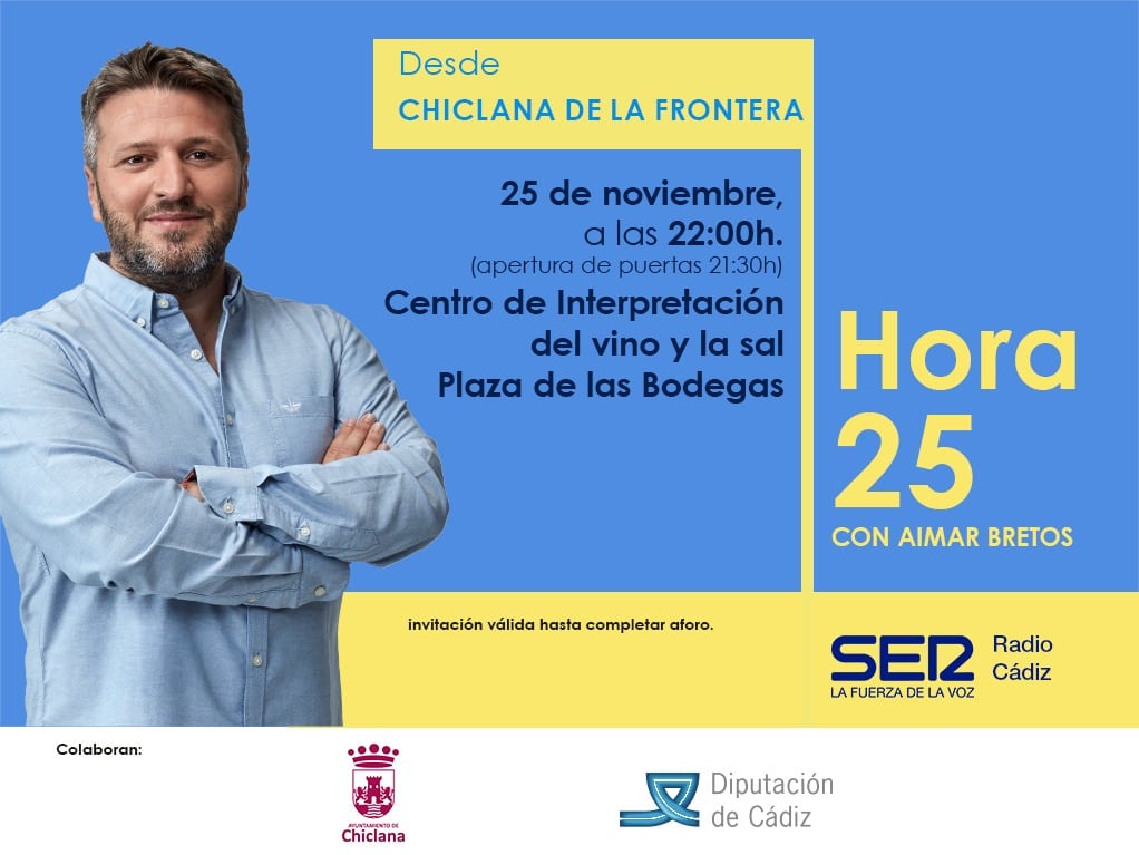 El próximo 25 de noviembre, Hora 25 se emitirá en directo desde el Centro de Interpretación del Vino y la Sal de Chiclana