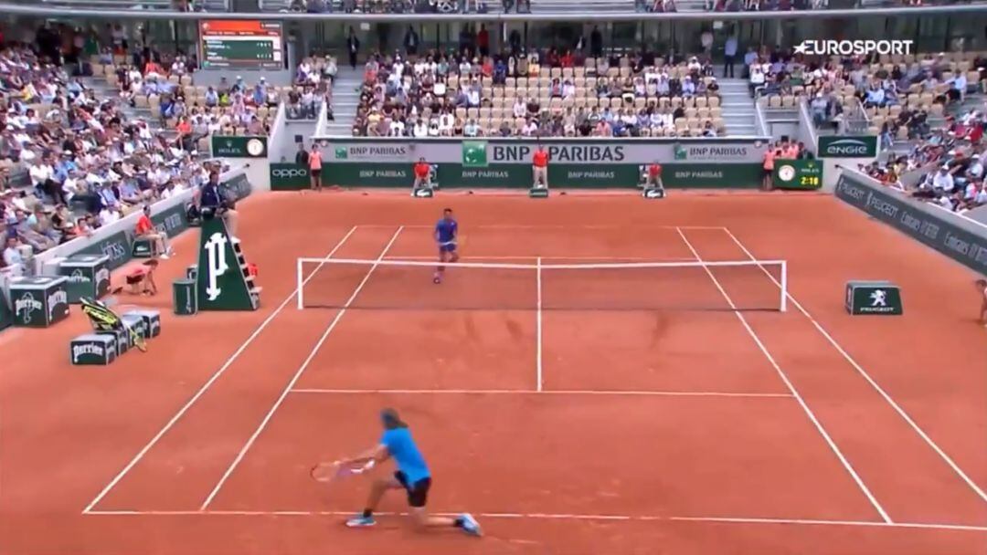 Stefanos Tsitsipas y Hugo Dellien durante su partido de segunda ronda.