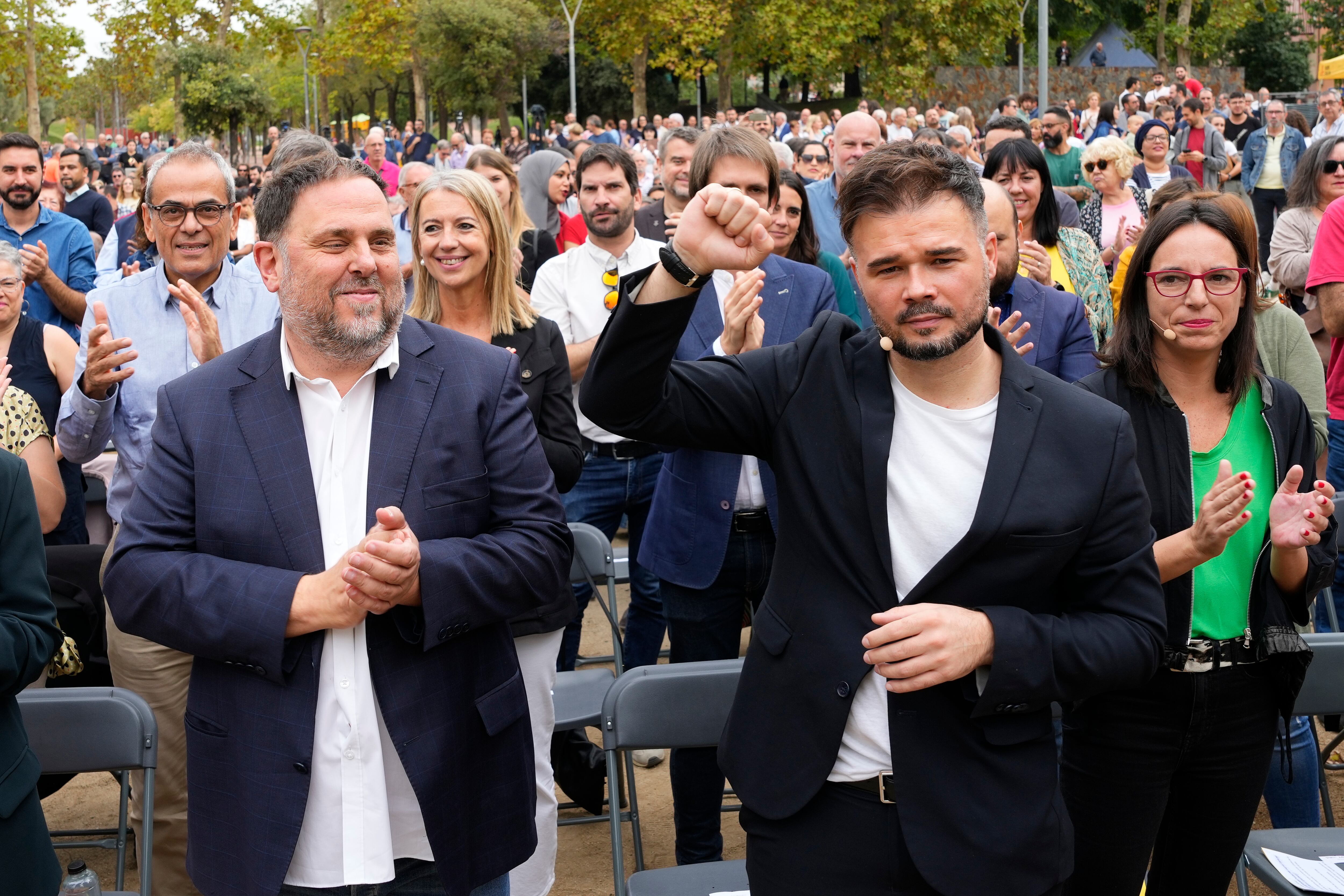 Imagen de archivo de Gabriel Rufián y Oriol Junqueras en un mitin