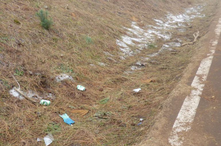 Basura al margen de las carreteras al Teide