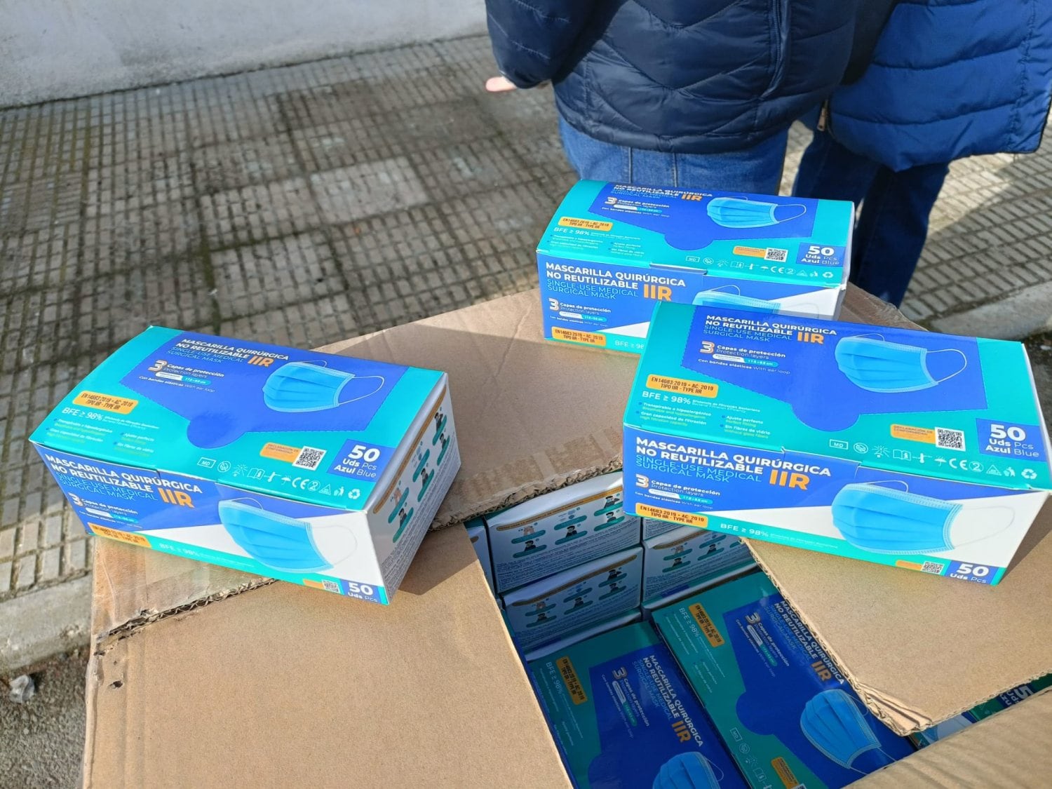 Cajas de mascarillas que se repartirán en Villarrobledo en los próximos días