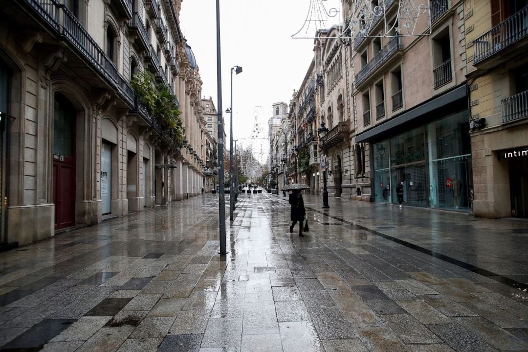 Aspecto de la céntrica calle comercial del Portal del Ángel de Barcelona, el pasado sábado.