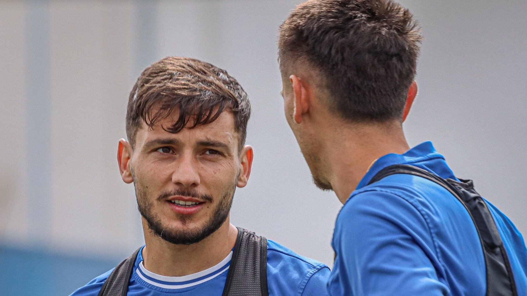 Borja Martínez, jugador del Intercity, en un entrenamiento en el Antonio Solana. Foto: CF Intercity