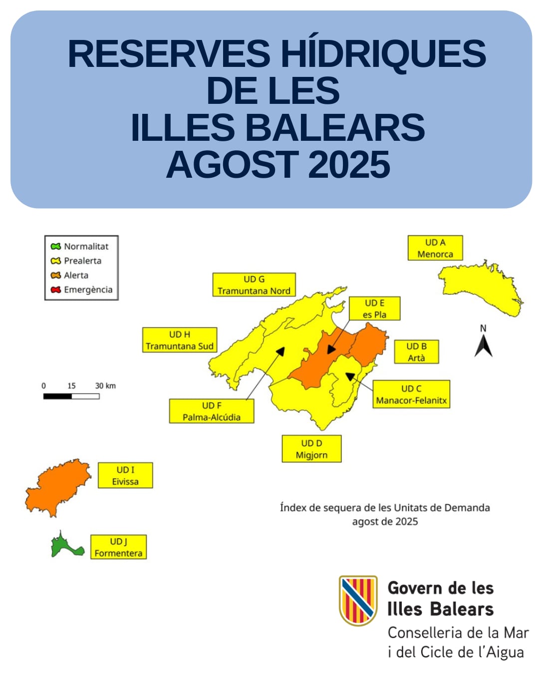 Evolución de las reservas hídricas en las islas