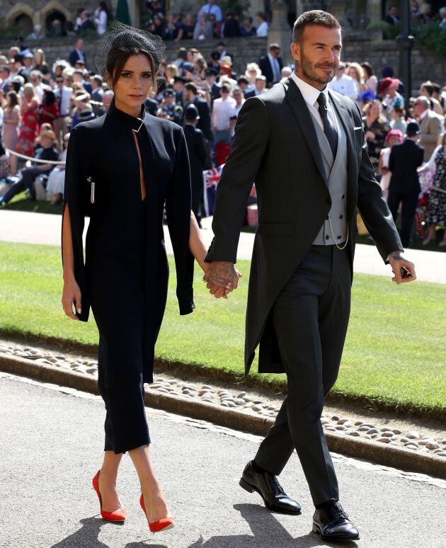 Victoria Beckham y David Beckham en el enlace matrimonial del príncipe Enrique y Meghan Markle.