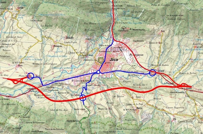 Trazado (por el sur) propuesto por este grupo contrario a la variante norte