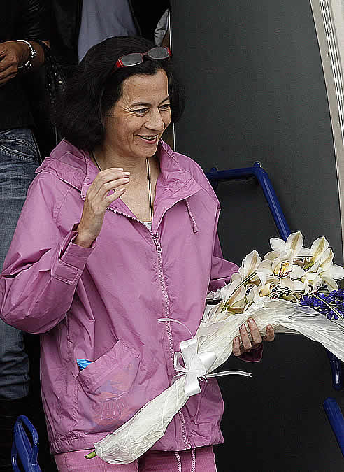 Clara Rojas a su llegada al aeropuerto de Bogotá