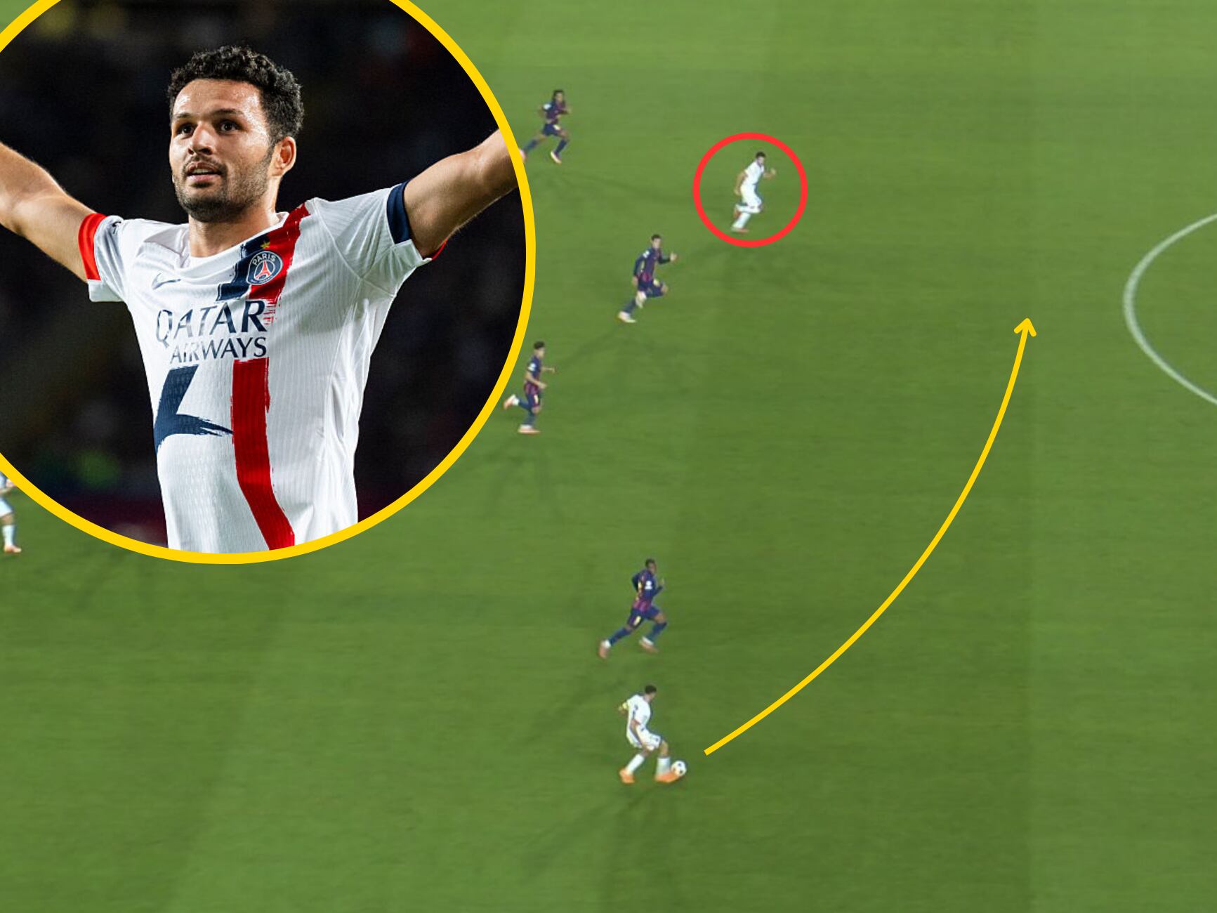 Gonçalo Ramos, junto a la jugada de su gol ante el FC Barcelona