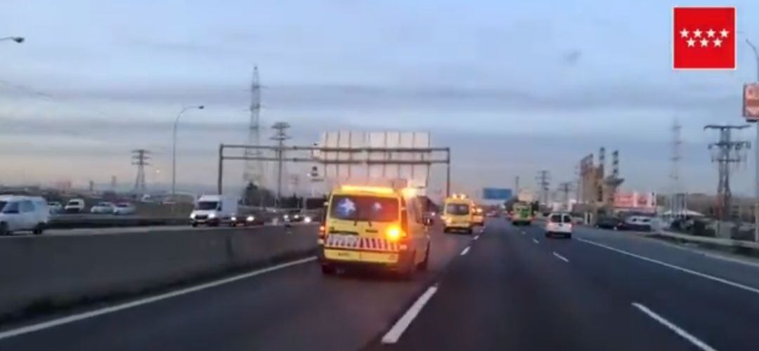 Una de las ambulancias en la A-42