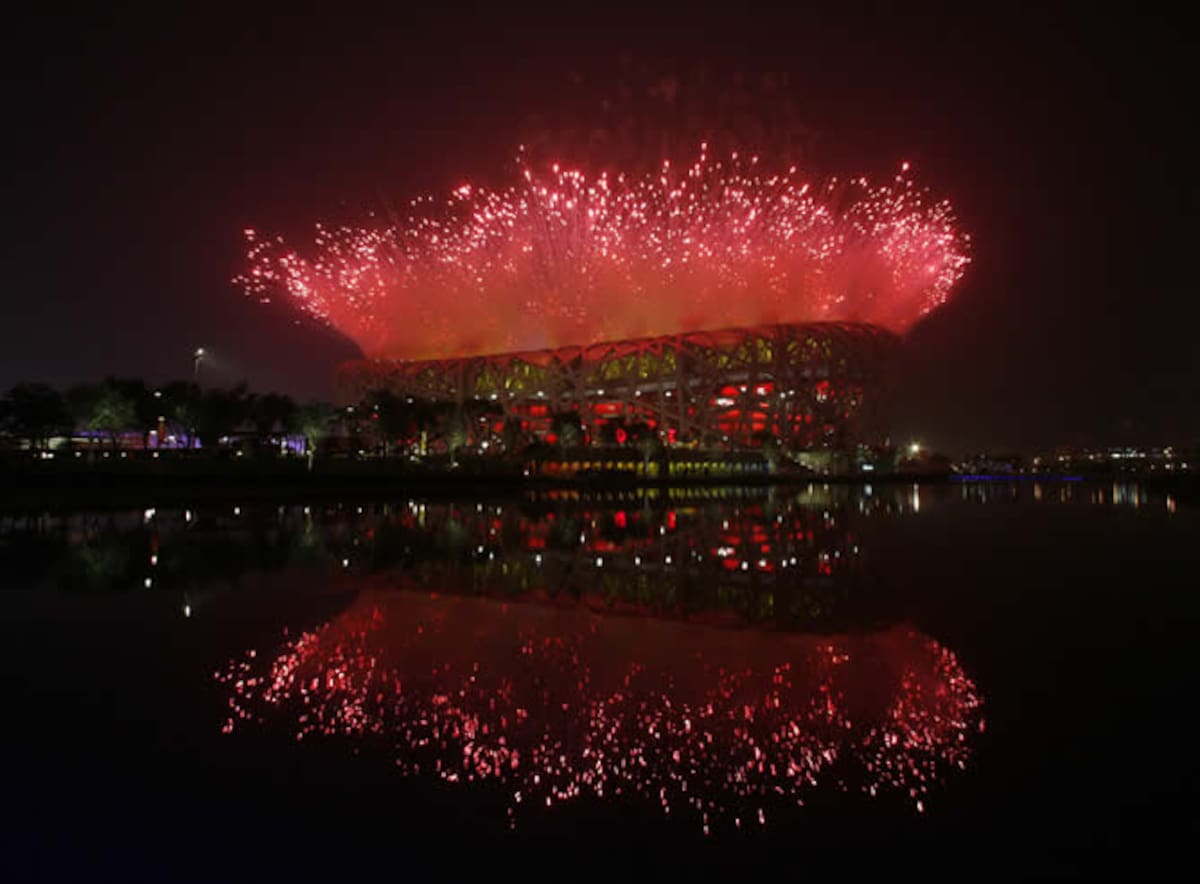 Los fuegos articifiales no podían faltar en una ceremonia de inauguración llena de colorido como la de Pekín 2008.