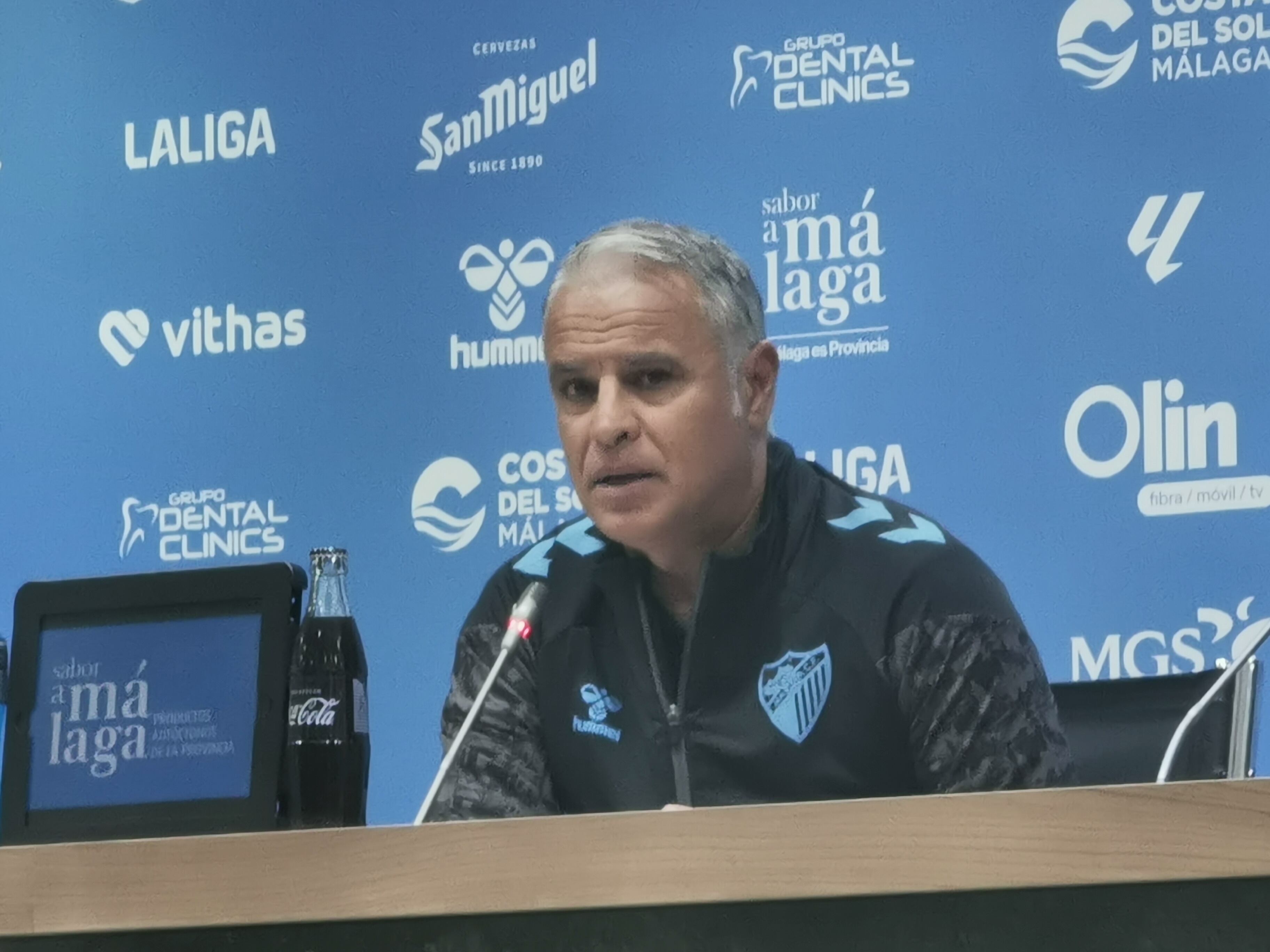 Sergio Pellicer, en la sala de prensa de La Rosaleda