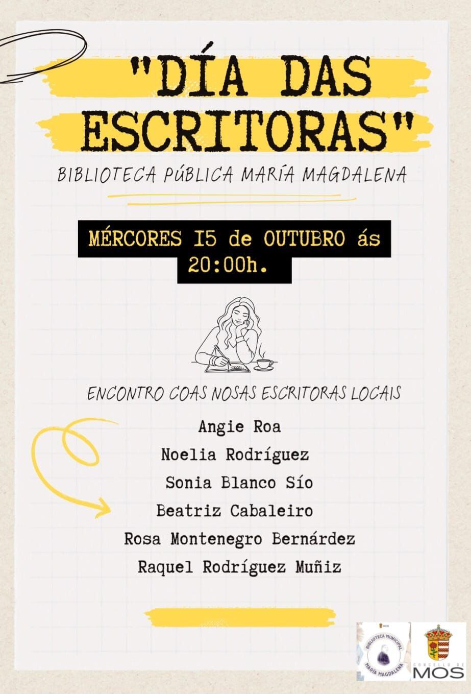 Cartel del acto por el Día das Escritoras en Mos