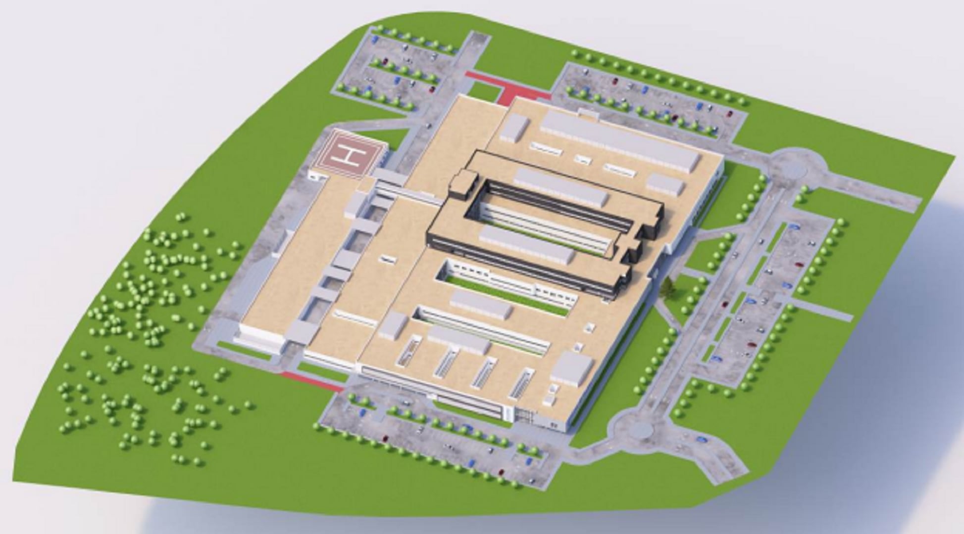 Diseño del nuevo hospital de Aranda, vista aérea