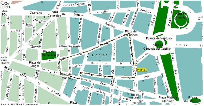 Plano del recorrido de la procesión de la Virgen Dolorosa