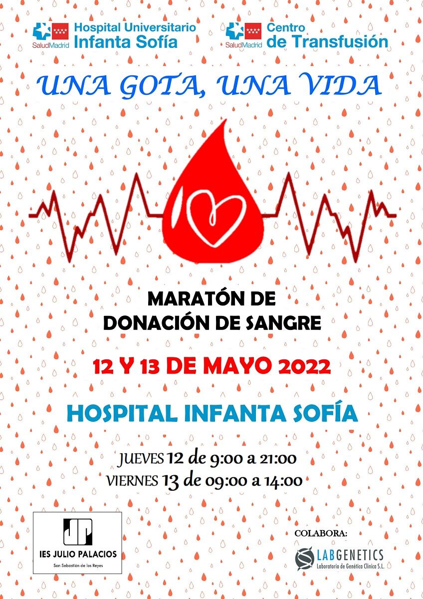 La iniciativa, organizada en coordinación con el Centro de Transfusión de la Comunidad de Madrid, tendrá lugar en el hospital el 12 y 13 de mayo