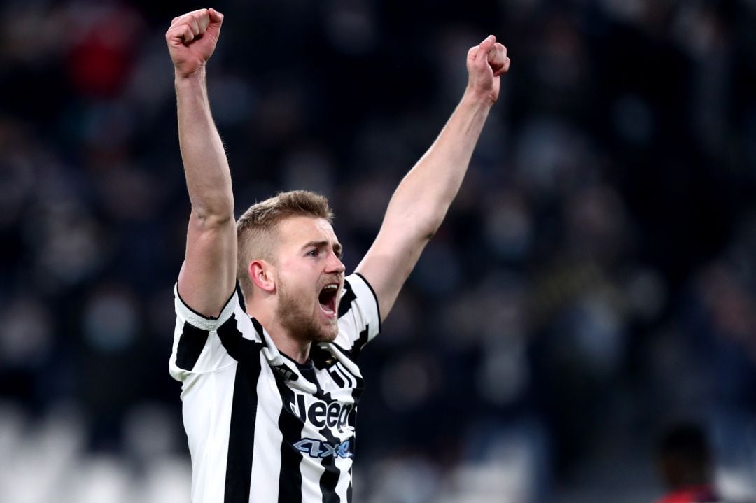 De Ligt celebra una victoria de la Juventus