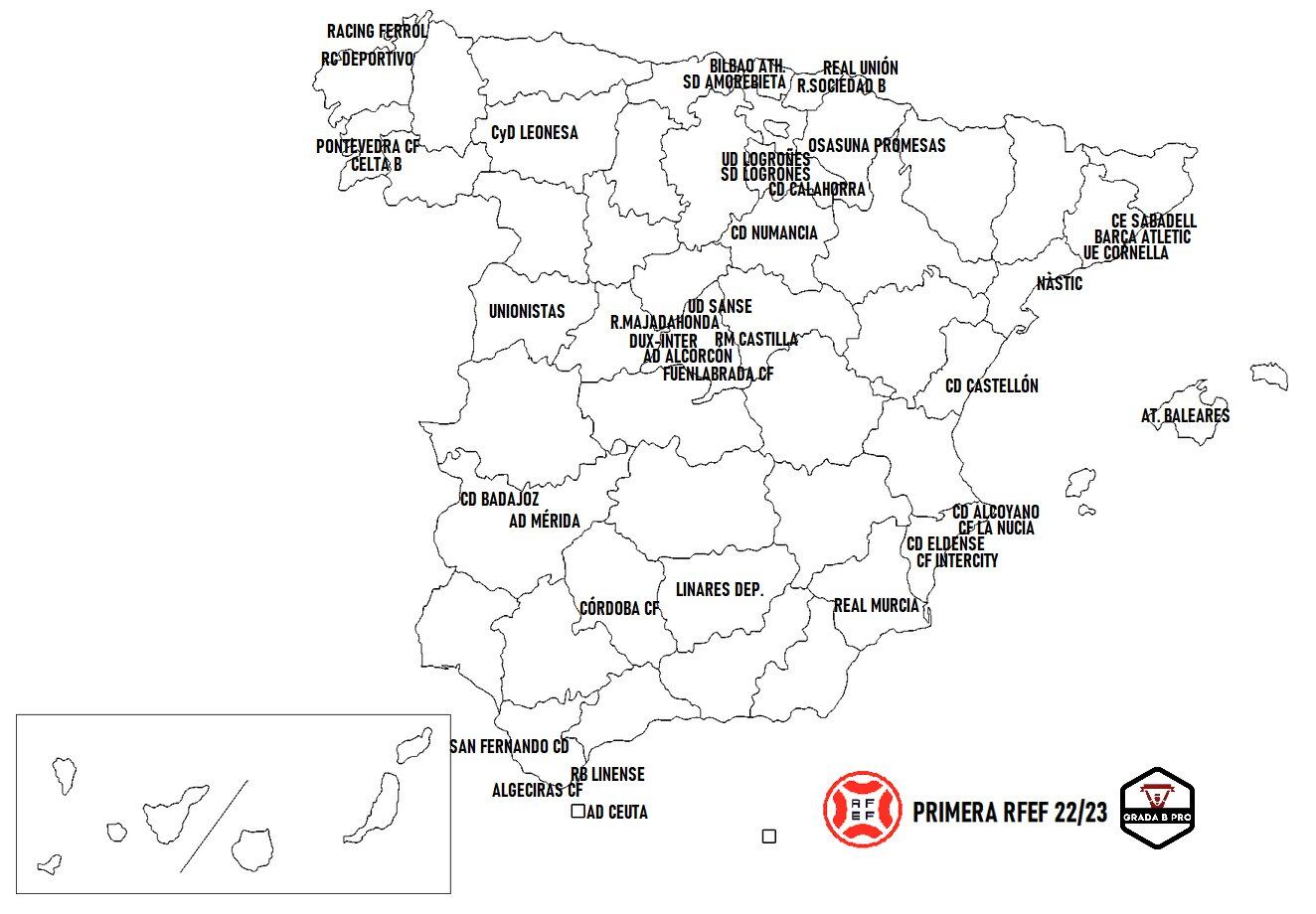 Mapa de la próxima edición de la 1RFEF