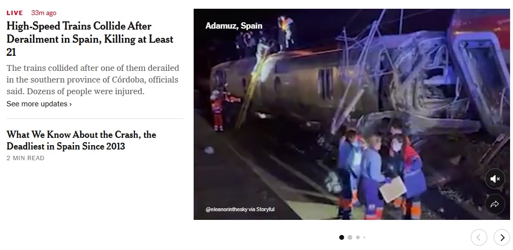 The New York Times muestra el suceso en portada.