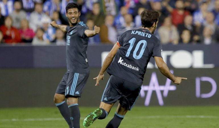 Xabi Prieto celebra el gol de la sentencia en Butarque