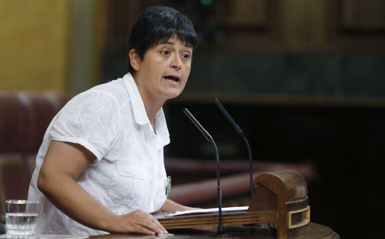  La diputada de EH Bildu, Marian Beitialarrangoitia, durante su intervención en la segunda sesión del debate de investidura 