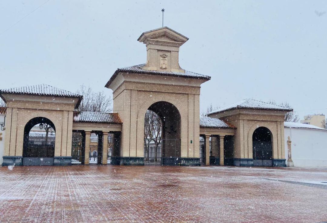 Imagen del Recinto Ferial de Albacete nevado