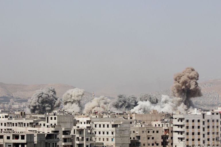 Bombardeos en la ciudad de Damasco, Siria