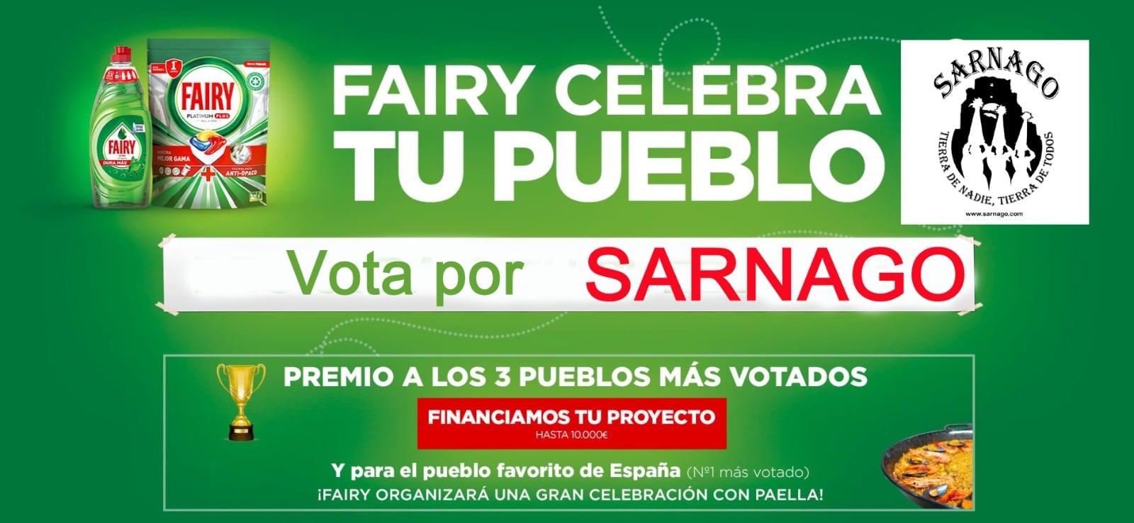 Sarnago pide los votos en la iniciativa de Fairy.