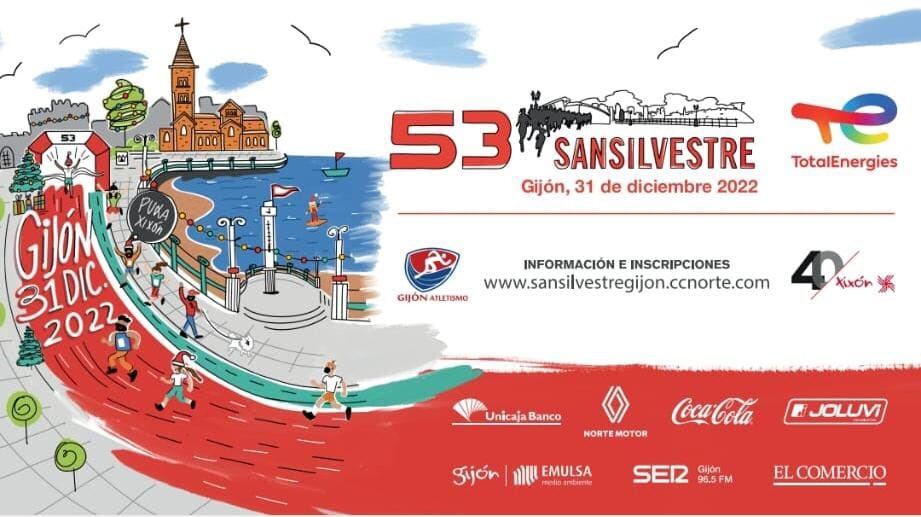 Cartel de la 53 Total Energies San Silvestre de Gijón