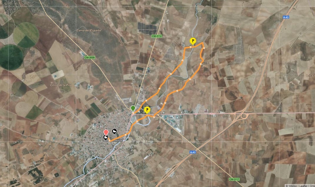 Mapa de la ruta en torno a San Clemente.