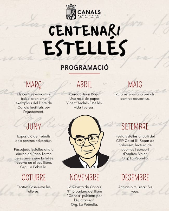 Canals celebra la conmemoración del Centenario Estellés con una programación presente durante todo el año