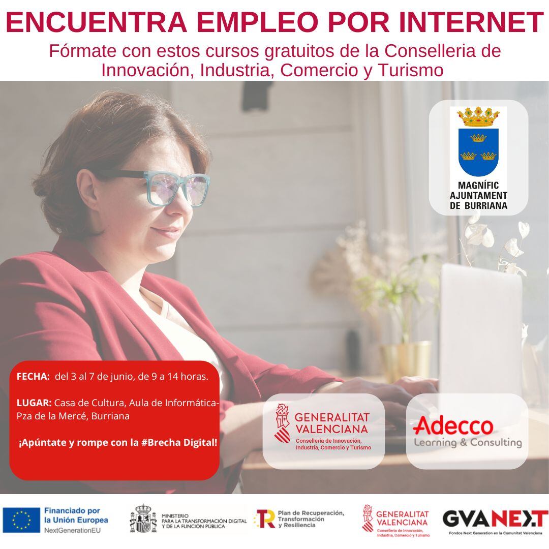 Burriana ofrece el curso de formación gratuito “Encuentra empleo por Internet”