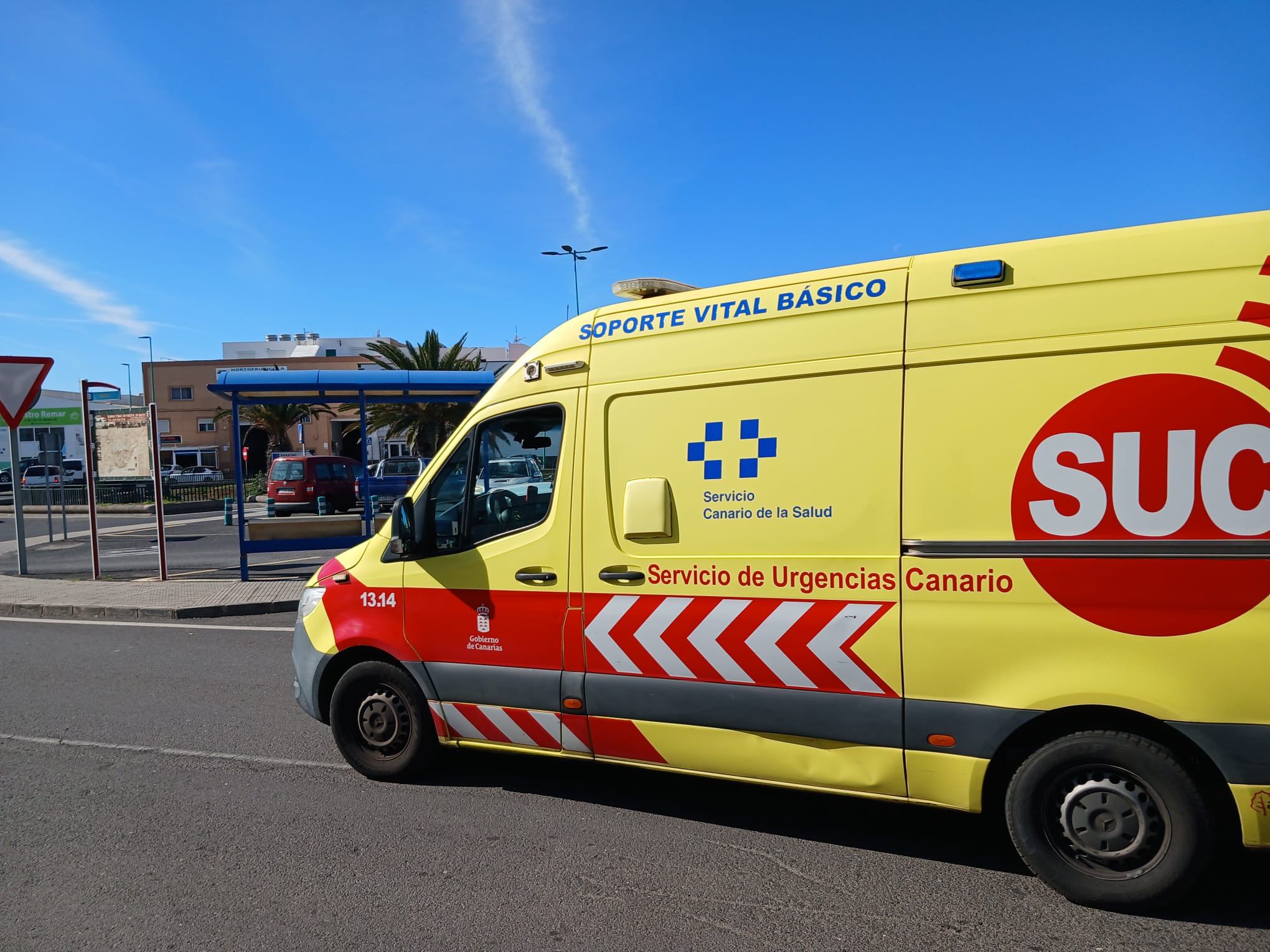 Ambulancia de Soporte Vital Básico del Servicio de Urgencias Canario (SUC) en Arrecife.