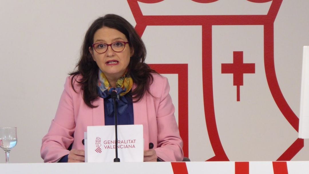 La vicepresidenta del Consell, Mónica Oltra, en la rueda de prensa tras el pleno del Consell