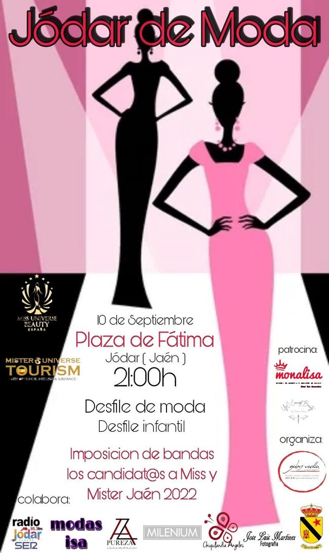 Cartel anunciador del desfile de la jornada del sábado, en la Plaza de Fátima