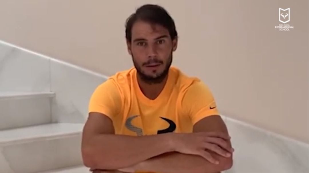 Rafa Nadal, en su mensaje a los niños de su academia.